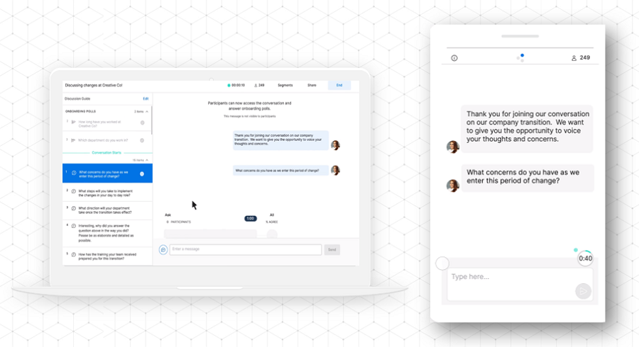 当社のVFGプラットフォームは、このフォーカスグループインタビューを制御された環境下でリアルタイムにオンラインでの対話を行うことができるツールです。