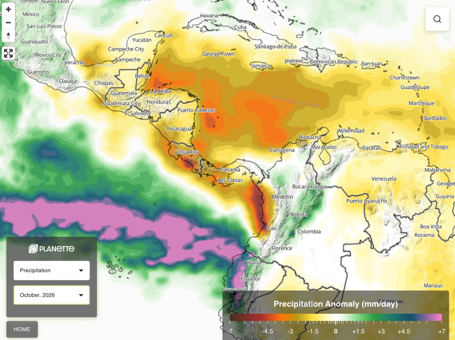 Figure 2: The emerging El Nino in Central America