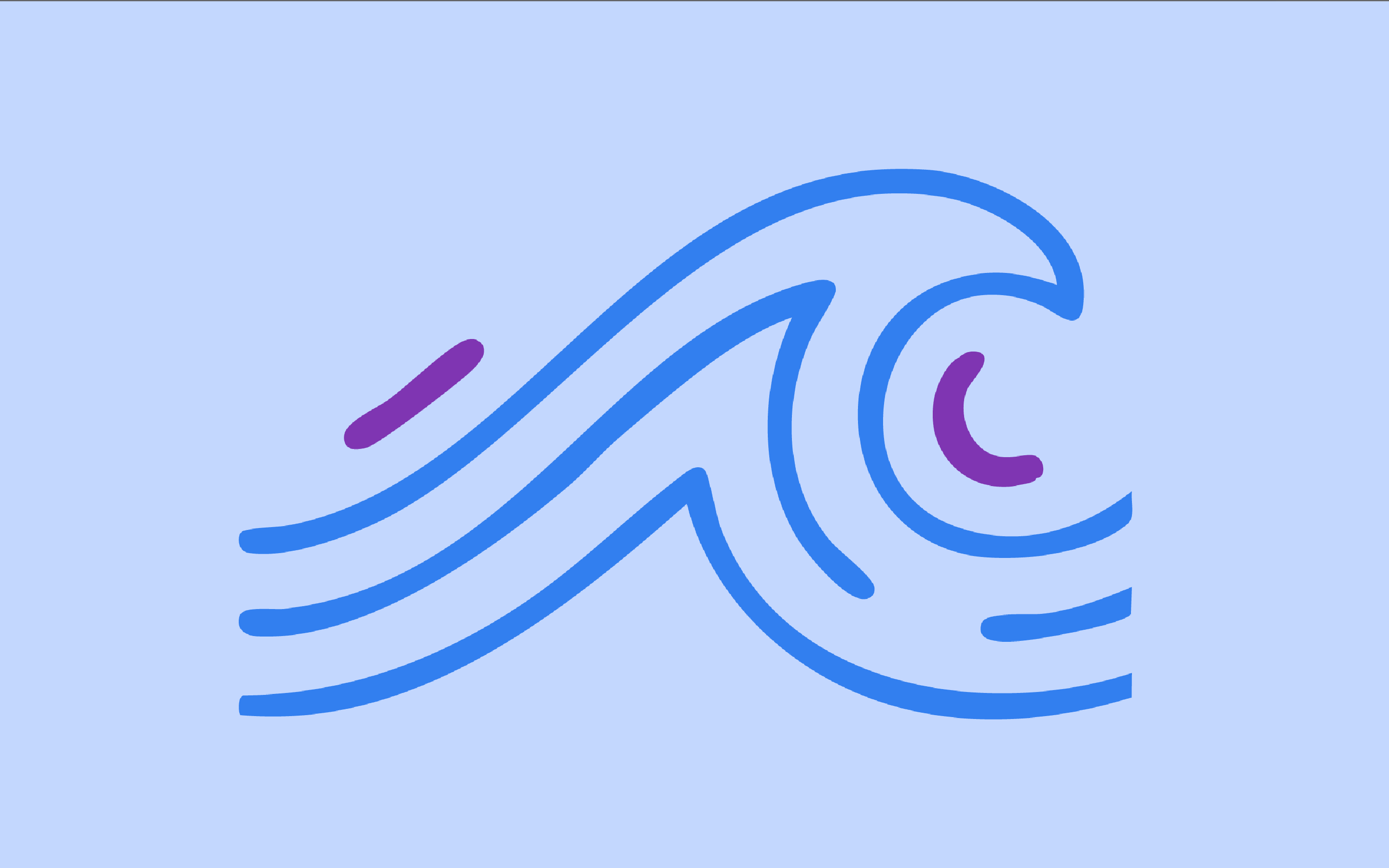 A clean, blue line-art illustration of ocean waves.